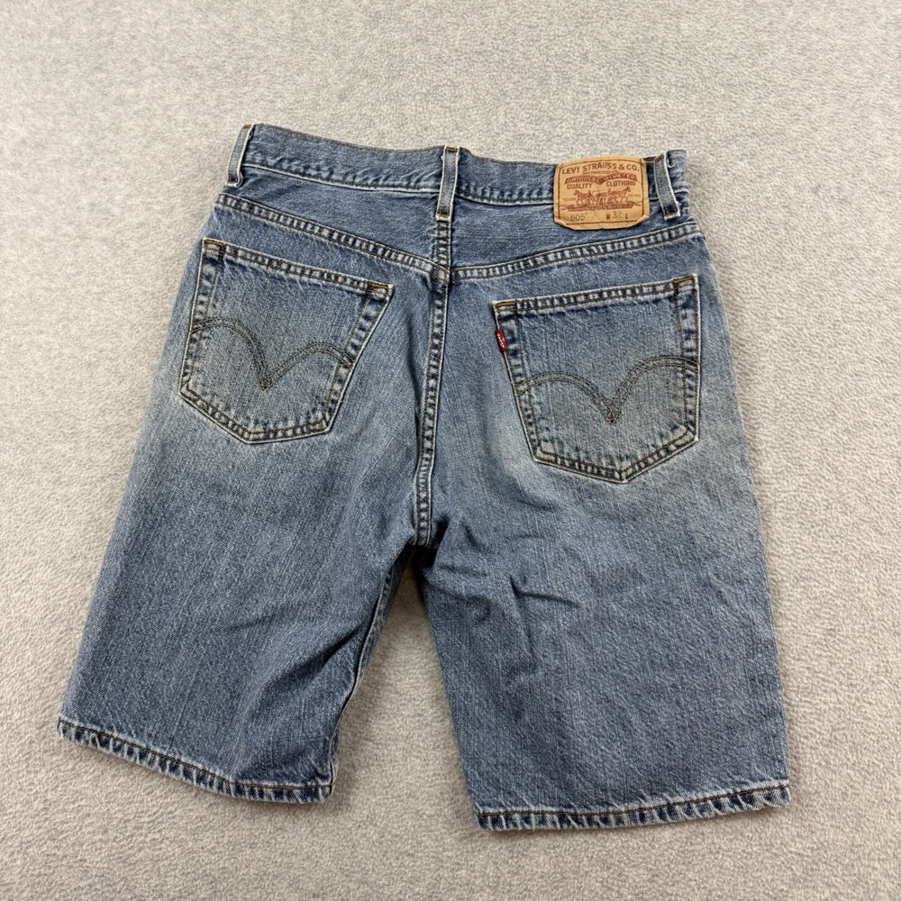 Levis Denim Shorts Adult W32 Blue Jorts 505 Loose Y2K Dad Red Tab Wash Mens